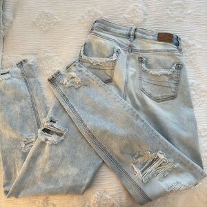 American eagle high waisted distressed light jeans size 24/00 long